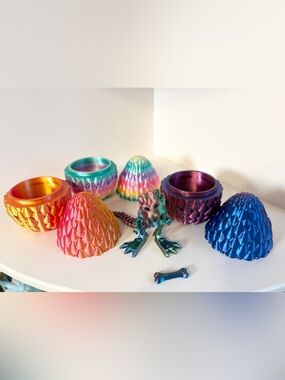 3D Silk Color Changi3 Dragon Eggs with Articulated T-REX  with bone Bundle